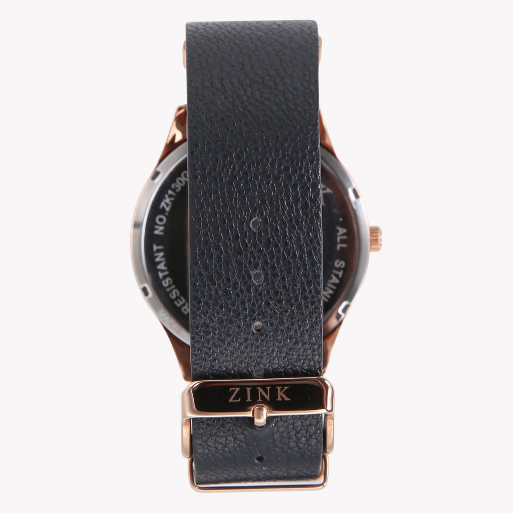 Zink Men's Rose Gold Quartz Watch - Stainless Steel & Leather | Zk130g5ls-114