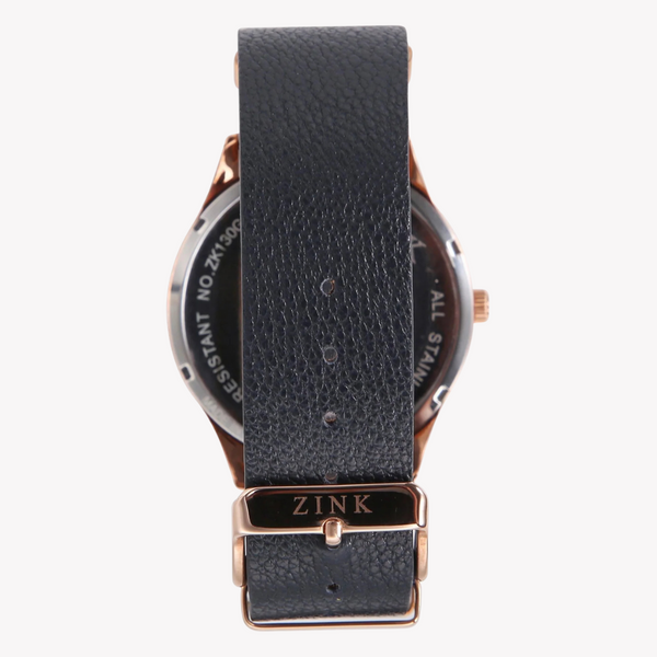 Zink Men's Rose Gold Quartz Watch - Stainless Steel & Leather | Zk130g5ls-114