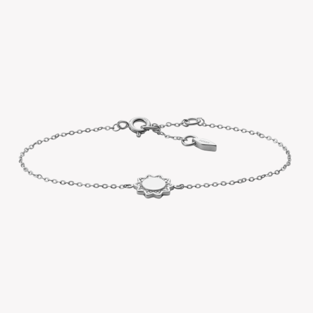Fossil Women's Silver Bracelet, Sterling Silver & Cubic Zirconia | JFS00563040