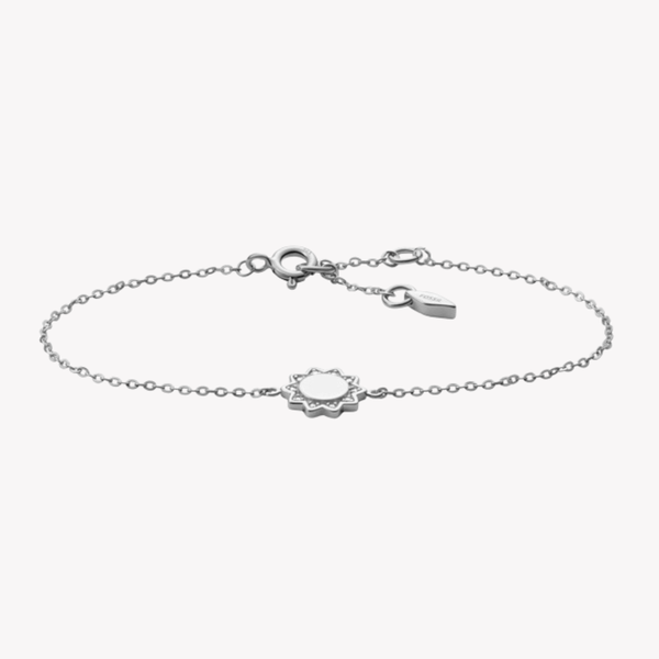 Fossil Women's Silver Bracelet, Sterling Silver & Cubic Zirconia | JFS00563040