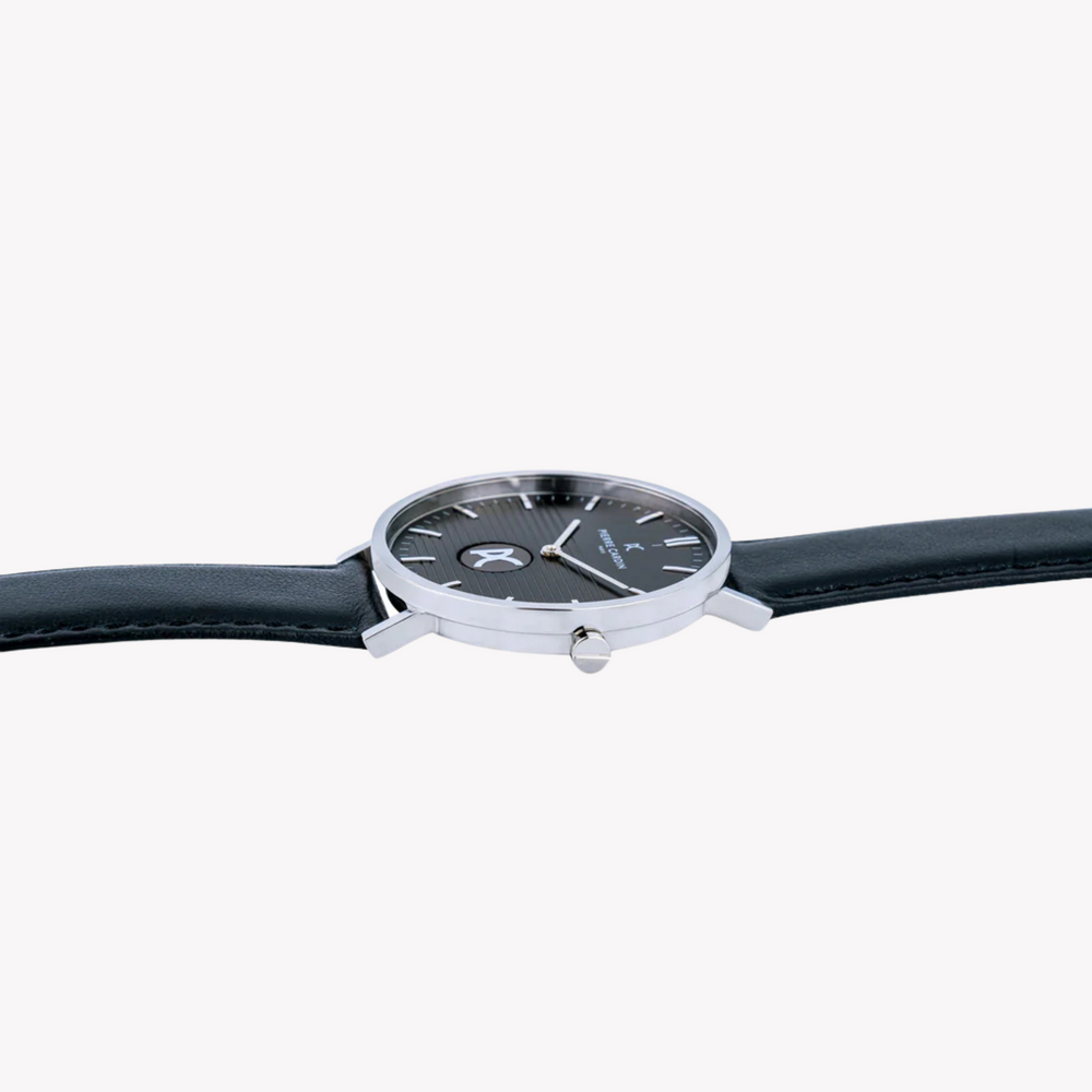 Pierre Cardin Men's Black Leather Watch, Silver Case | Cbv.1049 by i-watch