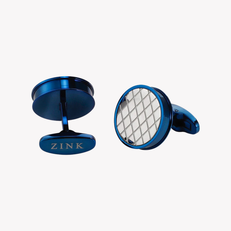 Zink Men's Stainless Steel Blue & Silver Cufflink | Zjcl004bl by i-watch