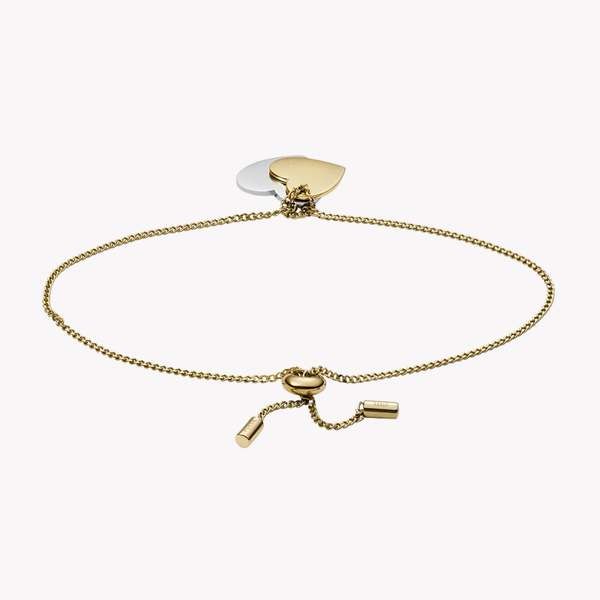 Fossil Women's Silver & Gold Bracelet, Heart Chain Details | JF03948998