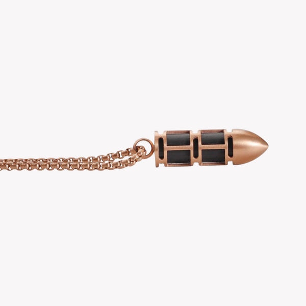Zink Men's Rose Gold Stainless Steel & Carbon Fiber Necklace | Zjpd021rg