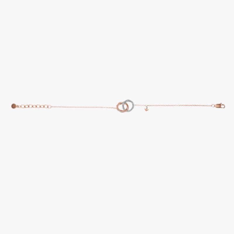 Emporio Armani Women's Silver & Rose Gold Bracelet, Crystal Interlocking Rings | EGS3005221