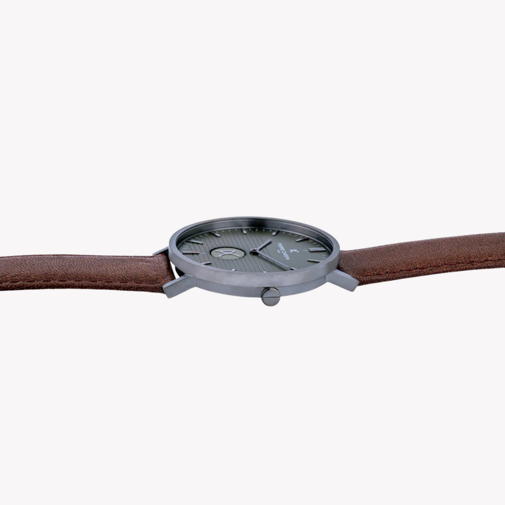 Pierre Cardin Men's Brown Leather Watch, Black Dial | Cbv.1047 by i-watch