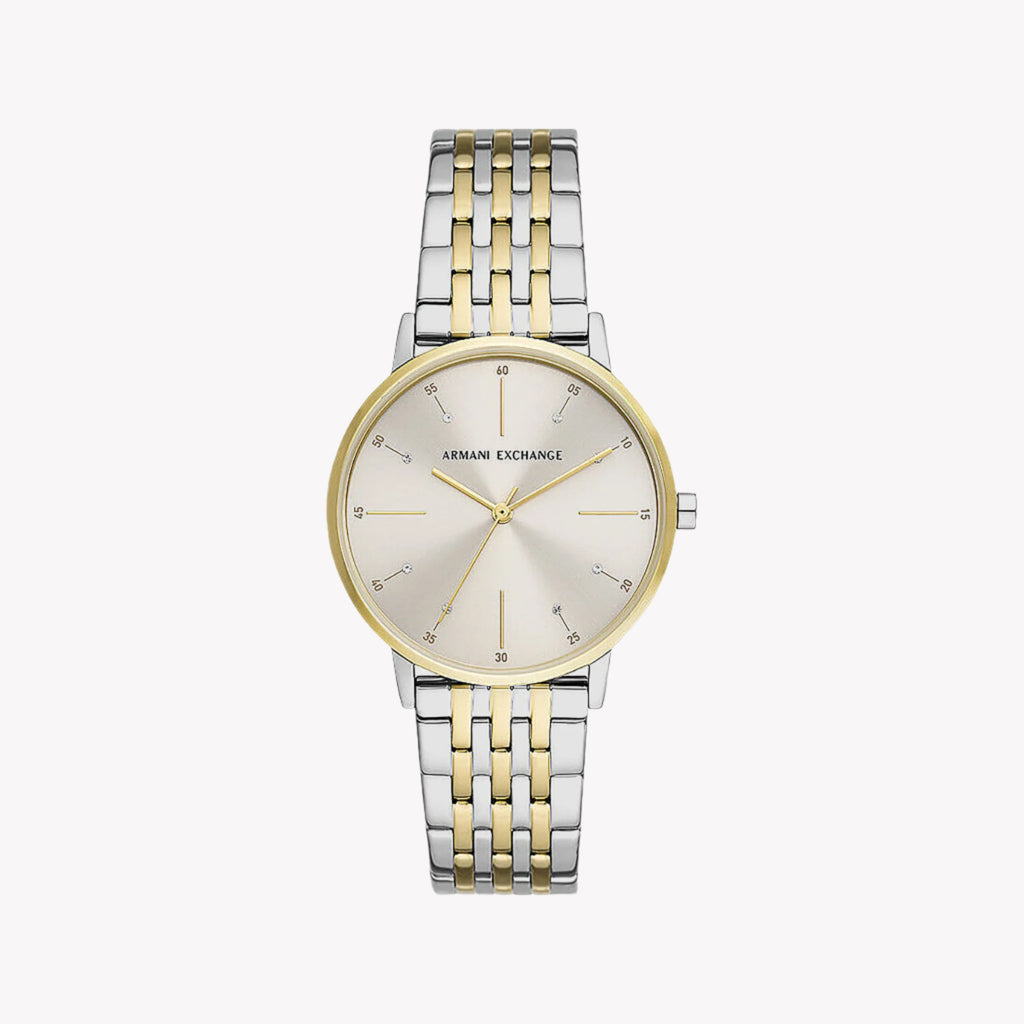 ARANI EXCHANGE AX5595 - ELEGANT GRAY-GOLD STAINLESS STEEL WOMEN'S WATCH WITH MINIMALIST DIAL