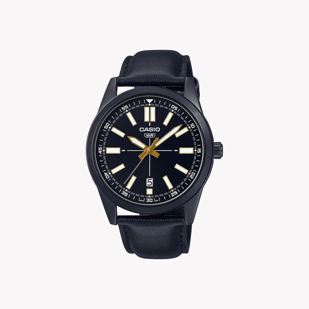 Casio Men's Black Stainless Steel Watch, Black Dial | Mtp-Vd02bl-1e by i-watch