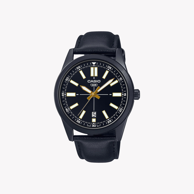 Casio Men's Black Stainless Steel Watch, Black Dial | Mtp-Vd02bl-1e by i-watch
