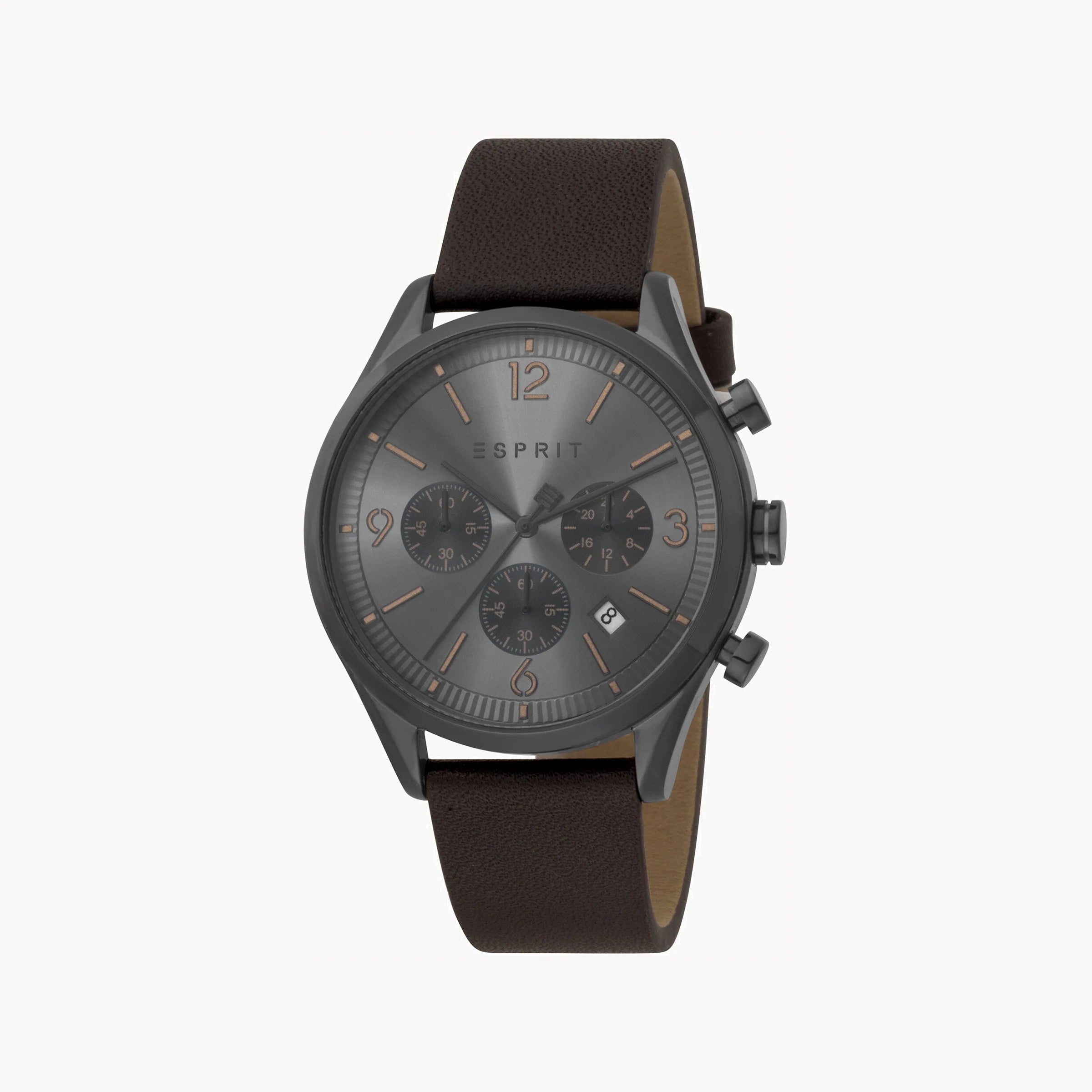 ESPRIT MEN'S CLASSIC TIMEPIECE - BROWN LEATHER BAND & BLACK DIAL - STYLISH & DURABLE