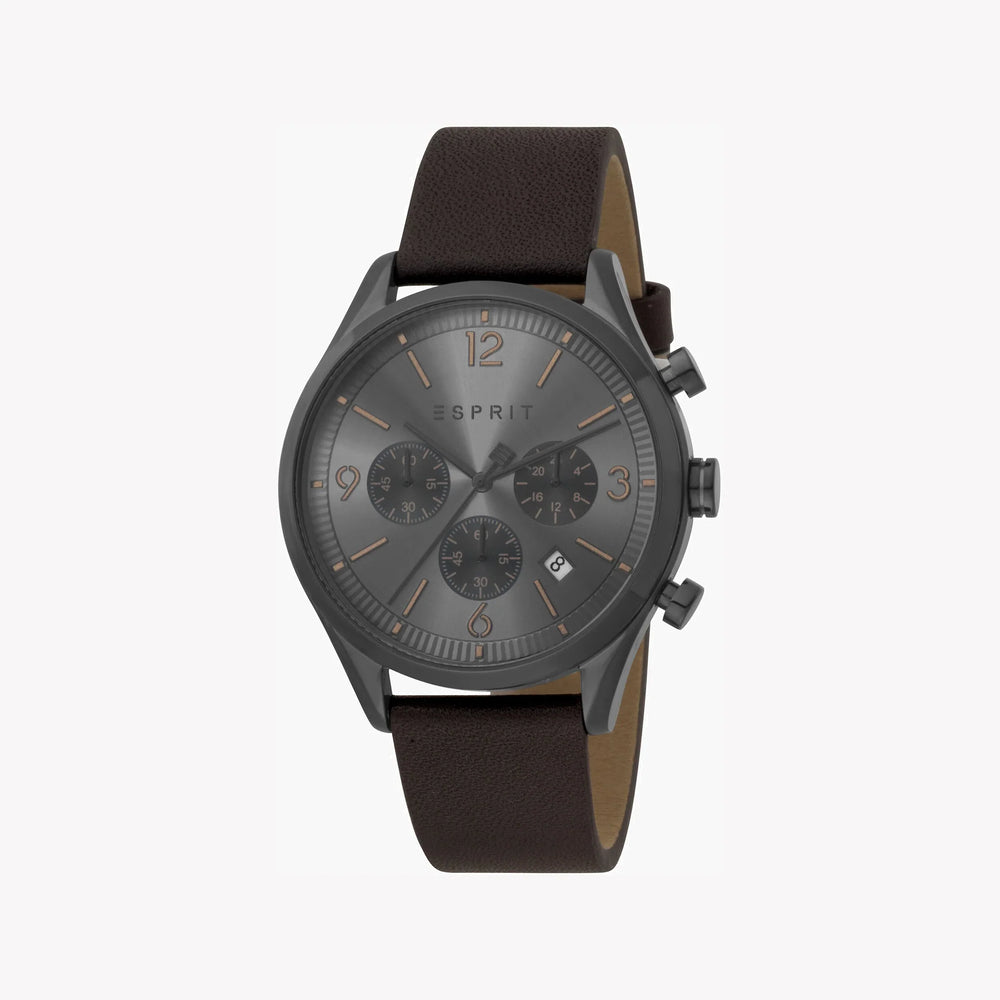 Esprit Men's Brown Leather Watch, Black Dial | Egs003116b by i-watch