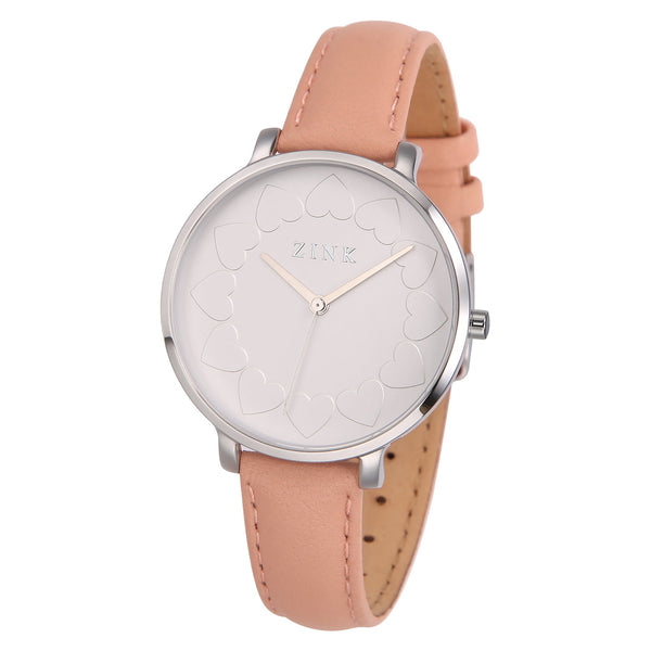 Zink Women's Watch With Silver Stainless Steel Case And Pink Leather Band by i-watch