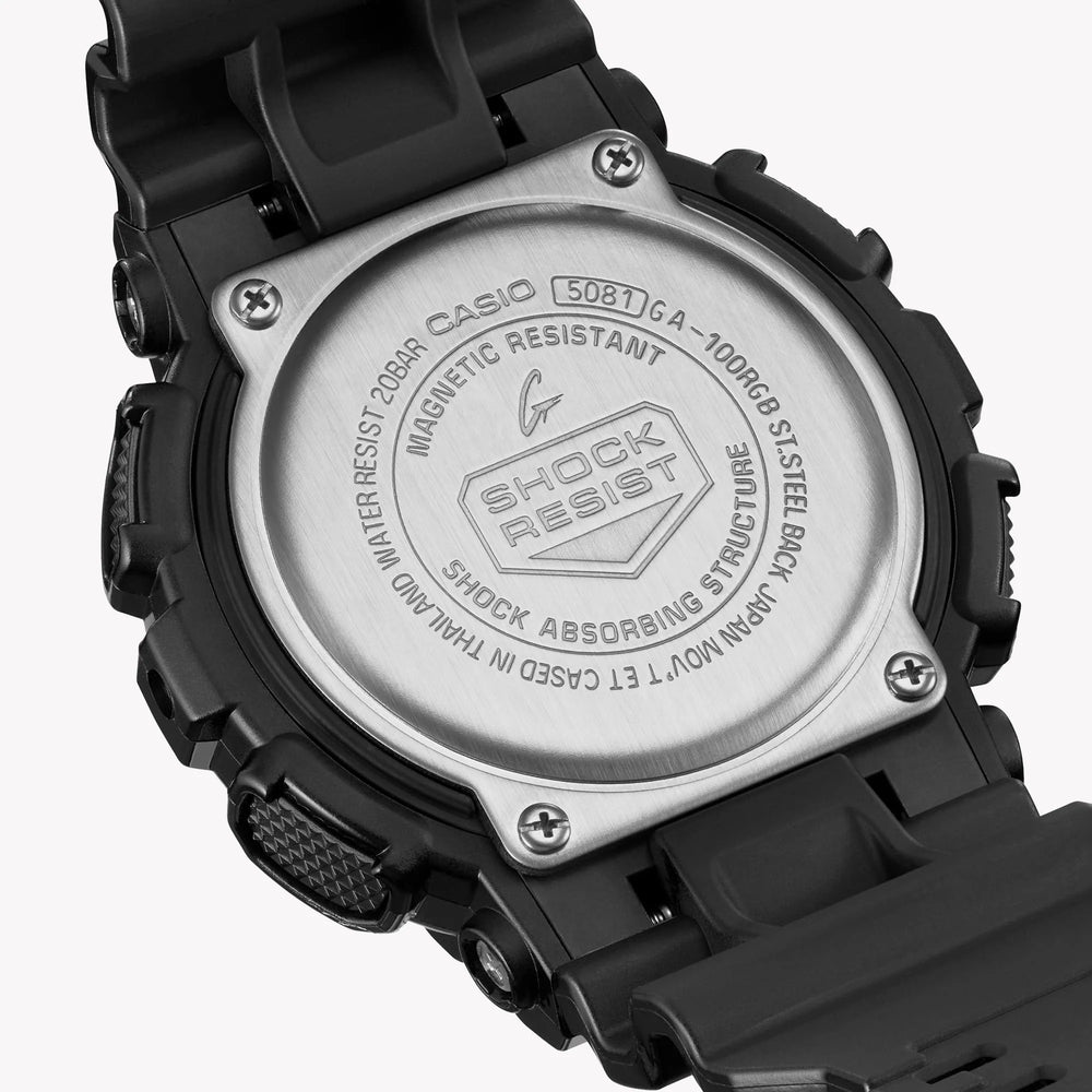 G-Shock Men's Black Resin Watch, Digital Dial | Ga-100rgb-1adr by i-watch
