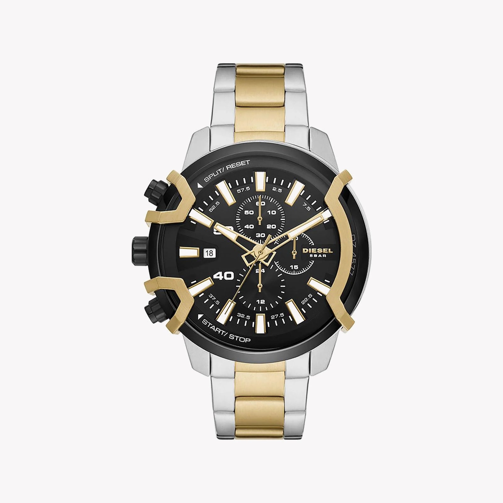 Diesel Men's Silver & Gold Stainless Steel Watch, Black Dial | Dz4577 by i-watch