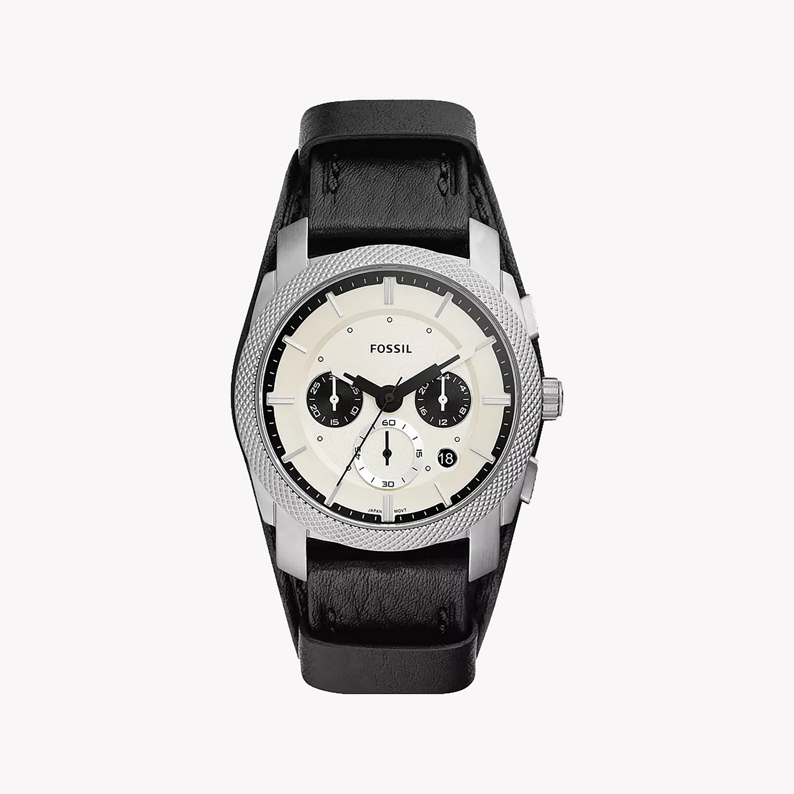 Fossil Men's Silver Watch, White Dial, Black Leather | Fs5921 by i-watch