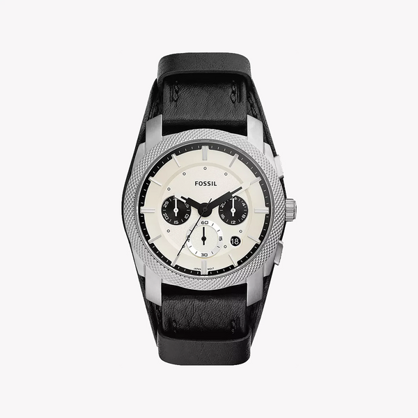 Fossil Men's Silver Watch, White Dial, Black Leather | Fs5921 by i-watch