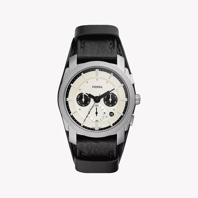 Fossil Men's Silver Watch, White Dial, Black Leather | Fs5921 by i-watch