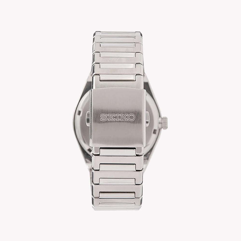 Seiko Men's Silver Watch, Black Dial | Sur557p1 by i-watch