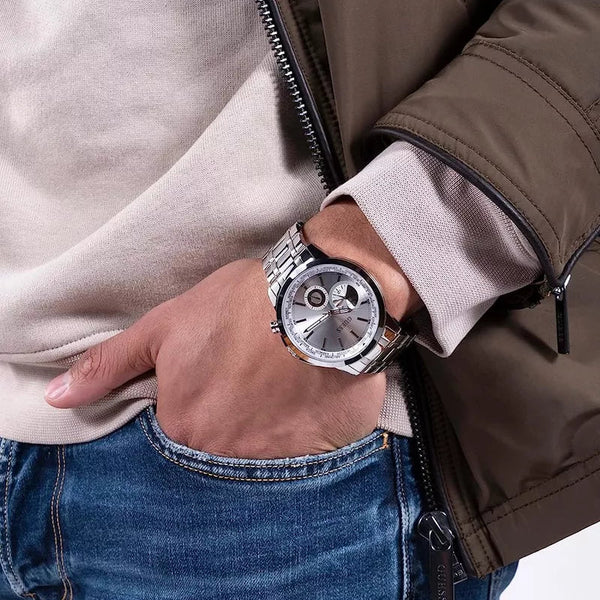 Guess Men's Silver Stainless Steel Watch, Silver Dial | Gw0490g1 by i-watch