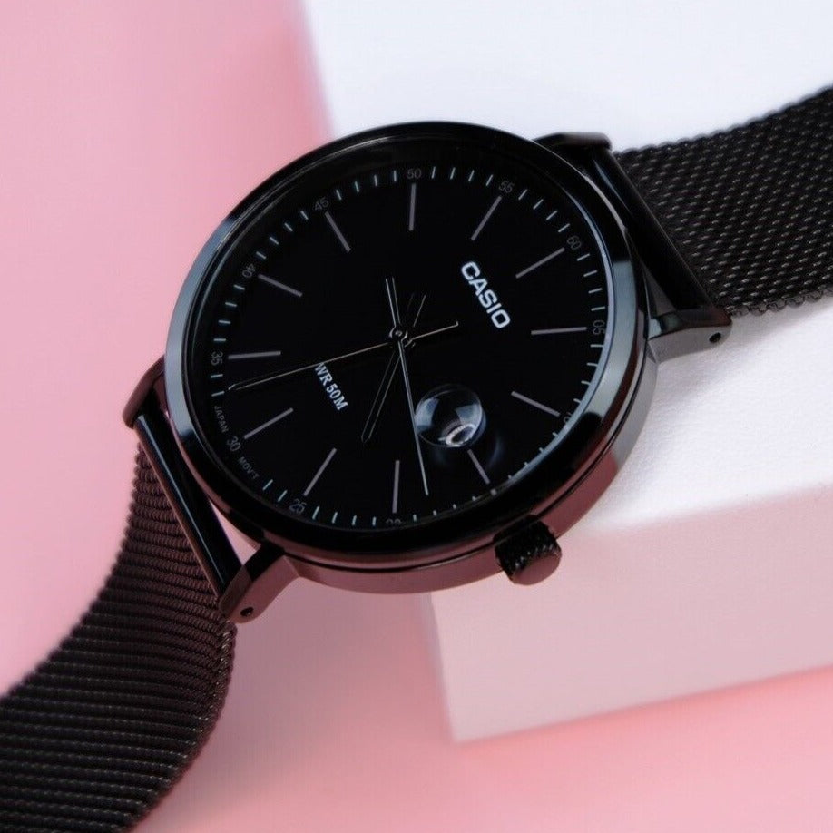 CASIO MTP-E175MB-1EVDF - RUGGED ELEGANCE FOR THE MODERN ADVENTURER Men's Watch with black leather band and striking black dial-i-Watch-3