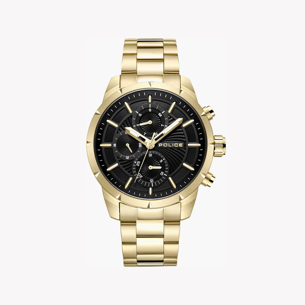 POLICE PEWJK2227106 - TIMELESS ELEGANCE MEN'S WATCH WITH GOLD STAINLESS STEEL BAND AND BLACK DIAL