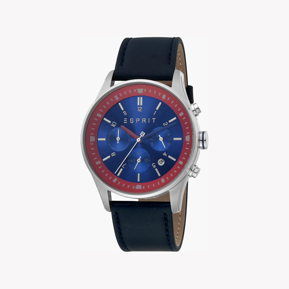 Esprit Men's Blue Leather Watch, Blue Dial | ES1G209L0025 by i-watch