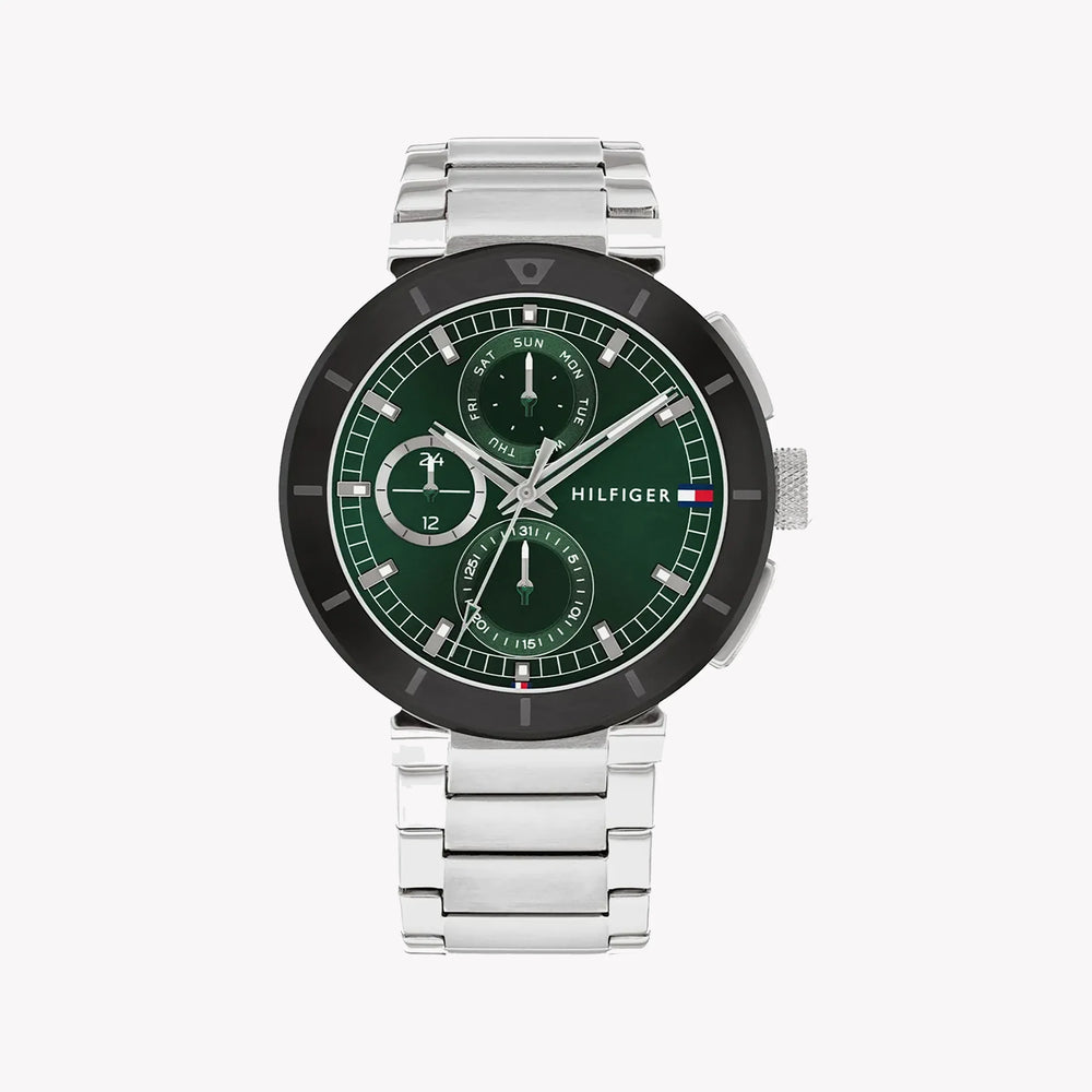 Tommy Hilfiger Men's Black Stainless Steel, Green Dial | 1691634 by i-watch