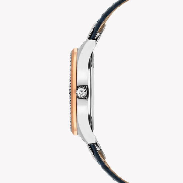 Police Women's Gold Leather Watch, Blue Dial | P16029mstr03 by i-watch
