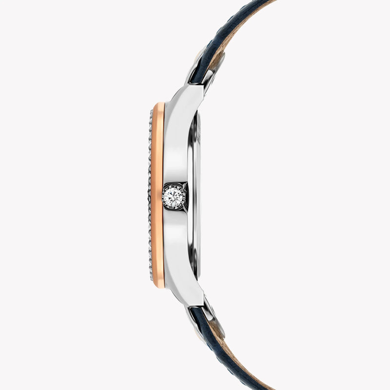 Police Women's Gold Leather Watch, Blue Dial | P16029mstr03 by i-watch