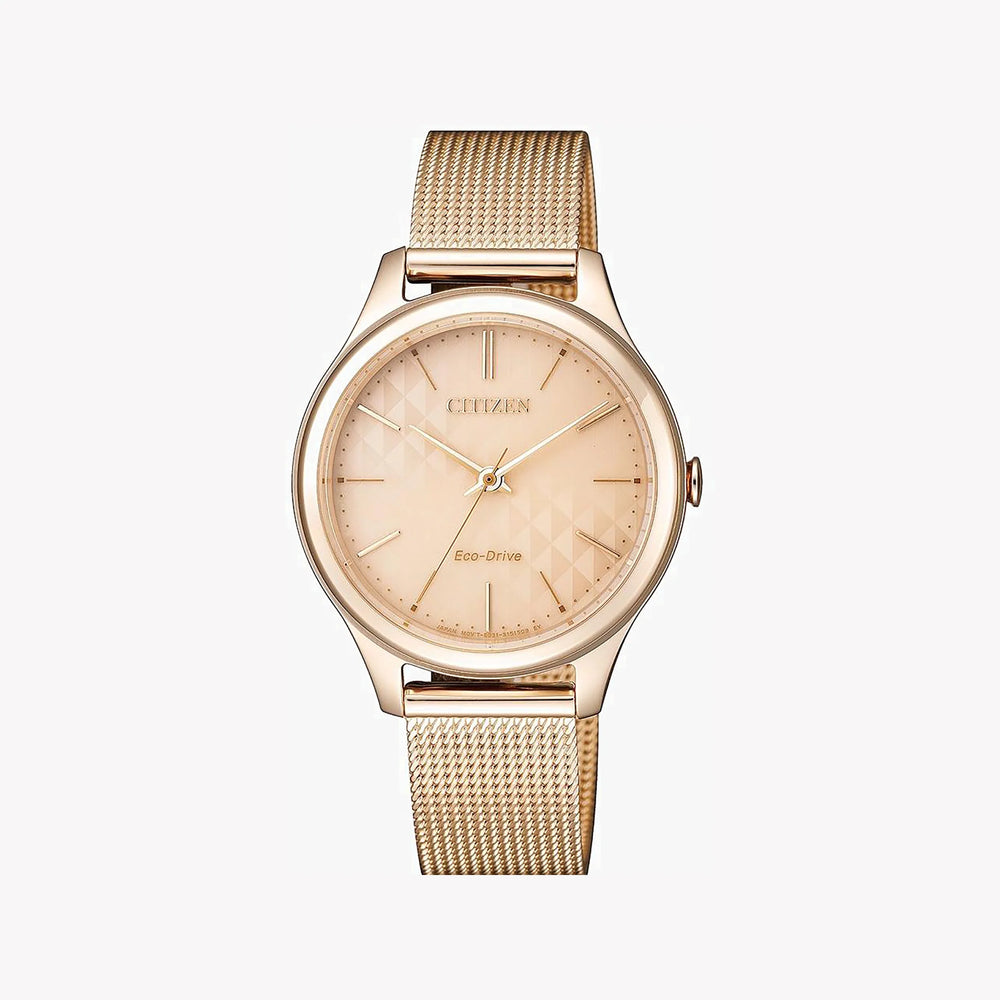Citizen Em0503-83x Radiant Charm - Elegant Gold Mesh & Rose Gold Dial Women's Eco-Drive Watch by i-watch