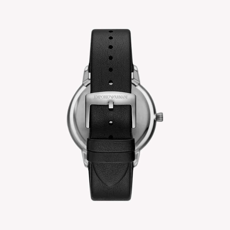 Emporio Armani Men's Silver Watch, Black Dial | Ar80064set by i-watch