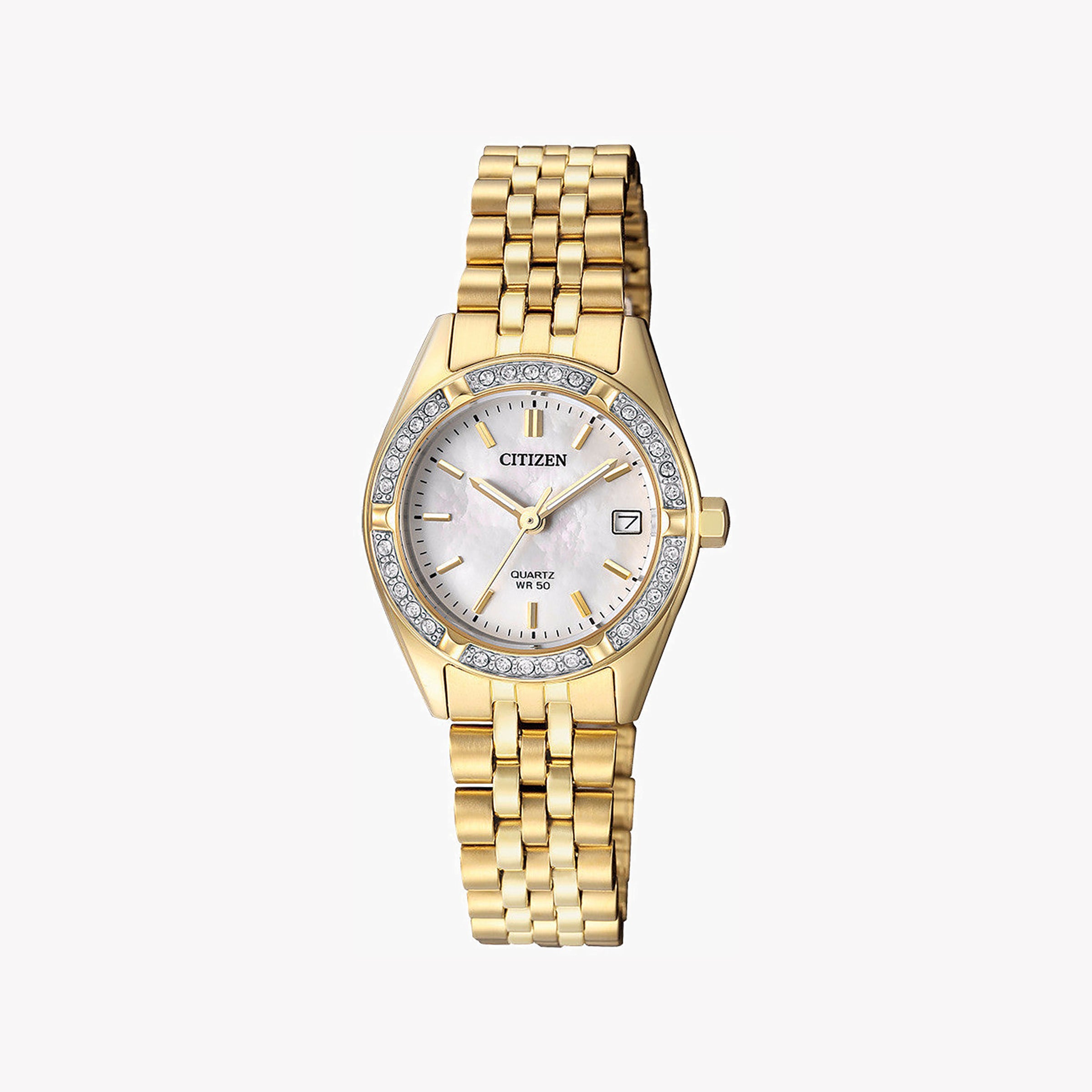 CITIZEN EU6062-50D - ELEGANTLY TIMELESS GOLD & WHITE WOMEN'S WATCH