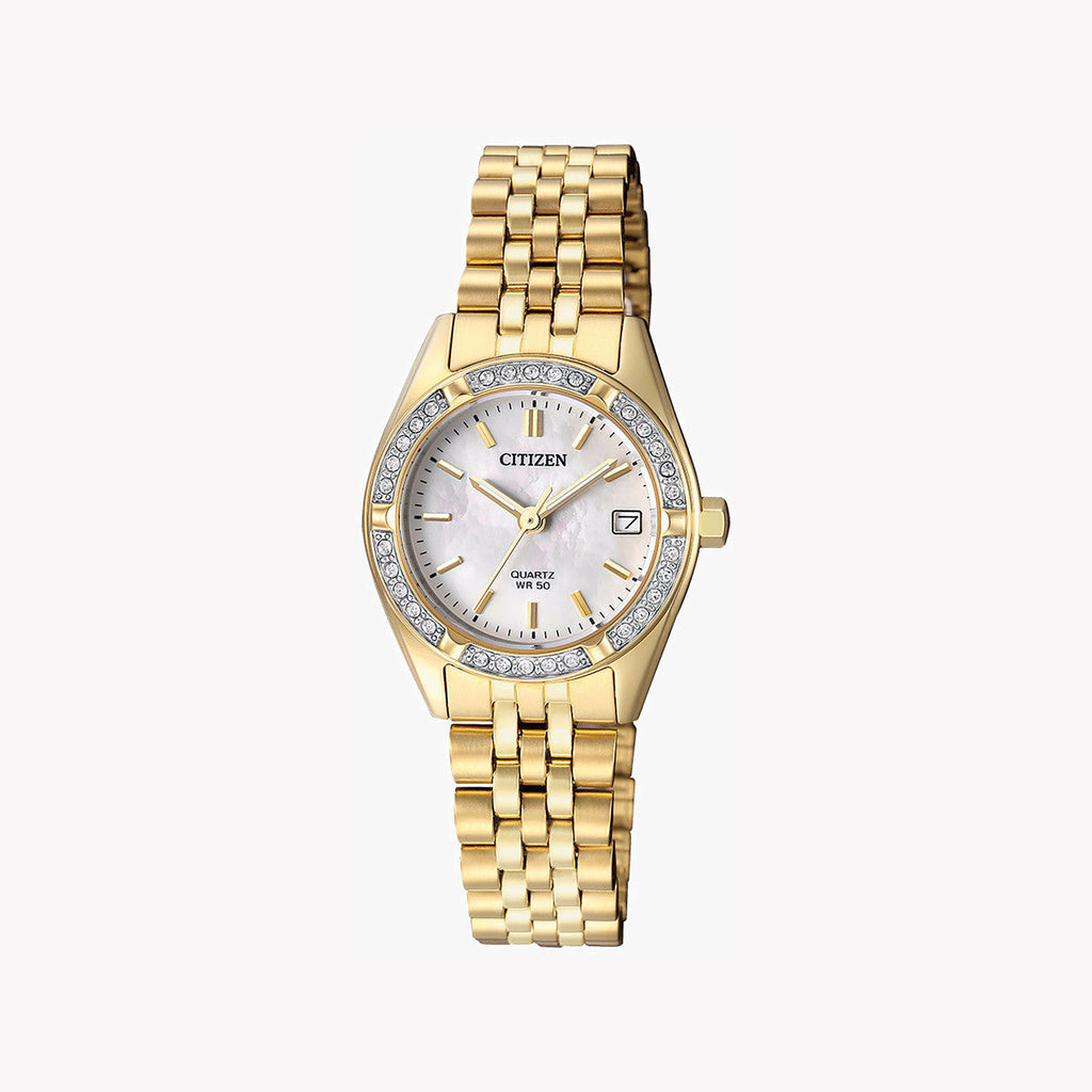 CITIZEN EU6062-50D - ELEGANTLY TIMELESS GOLD & WHITE WOMEN'S WATCH