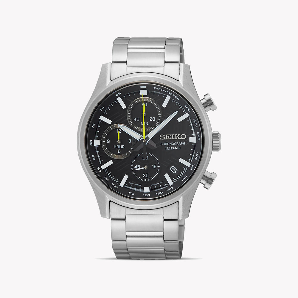 Seiko Men's Silver Stainless Steel Watch, Black Dial | Ssb419p1 by i-watch