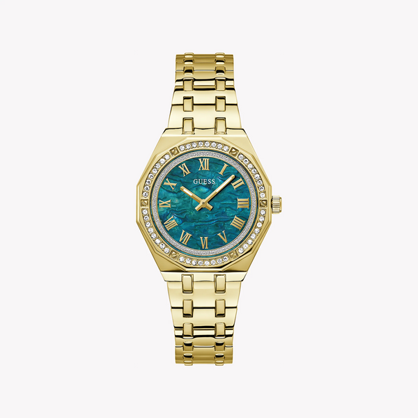 Guess Women's Gold Stainless Steel, Turquoise Dial | Gw0770l2 by i-watch