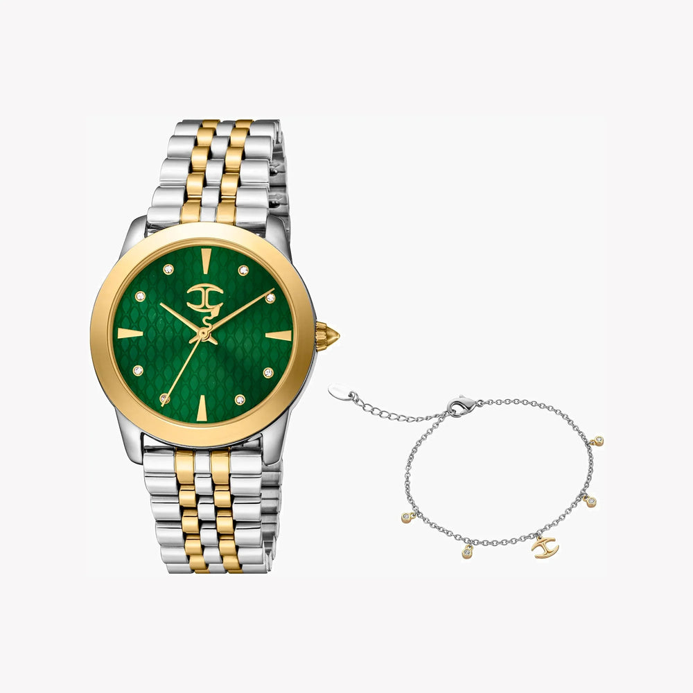 Just Cavalli Women's Two Tone Watch, Green Dial | Jc1l211m0295 by i-watch