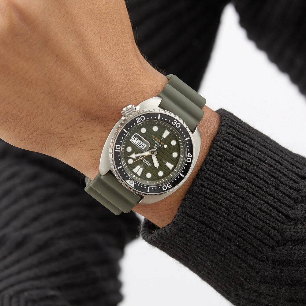 Seiko Men's Silver Stainless Steel, Green Silicone | Srpe05k1 by i-watch