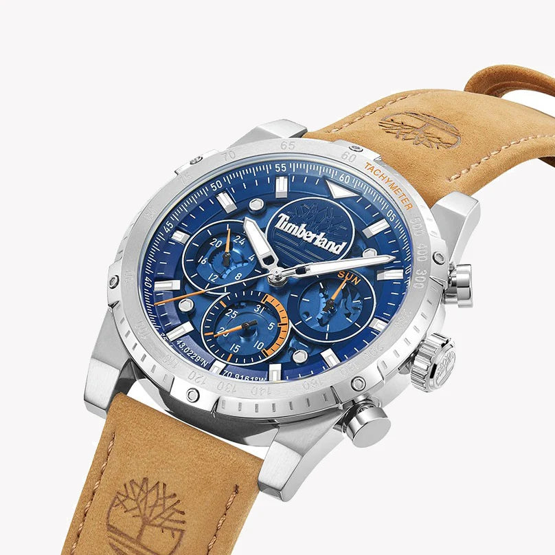 Timberland Men's Silver Stainless Steel, Brown Leather | Tdwgf0009404 by i-watch
