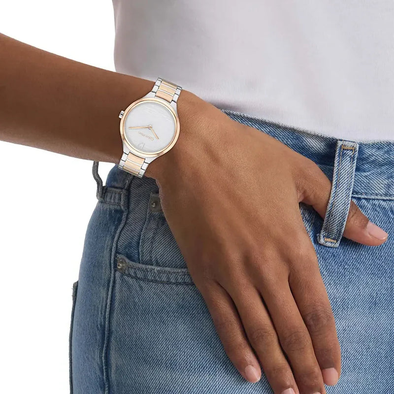 Ck Calvin Klein Women's Silver/Rose Gold Watch, Silver Dial | 25100049 by i-watch