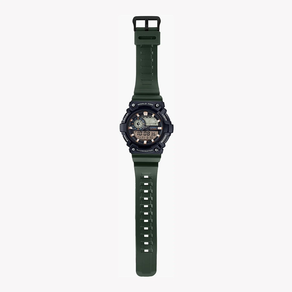 Casio Aeq-200w-3avdf Adventure Time - Sporty Men's Watch With Green Resin Band & Digital Dial by i-watch