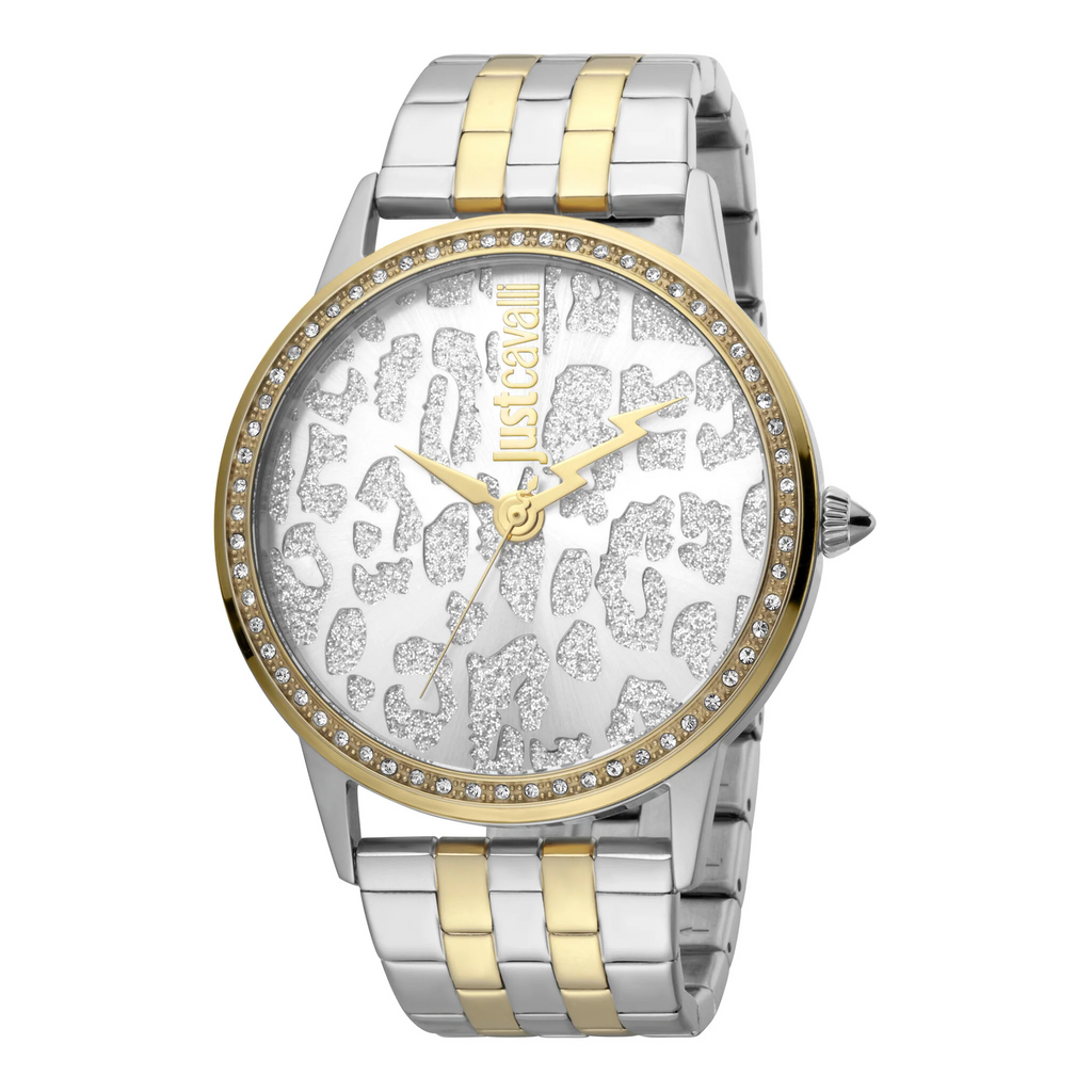 JUST CAVALLI Women's Watch with Silver Stainless Steel Case and Silver & Gold Stainless Steel Band