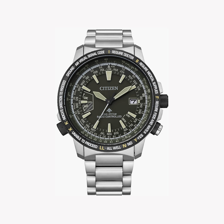 CITIZEN Eco-Drive CB0206-86X - STRIKING GREEN DIAL & SUPER TITANIUM MEN'S WATCH