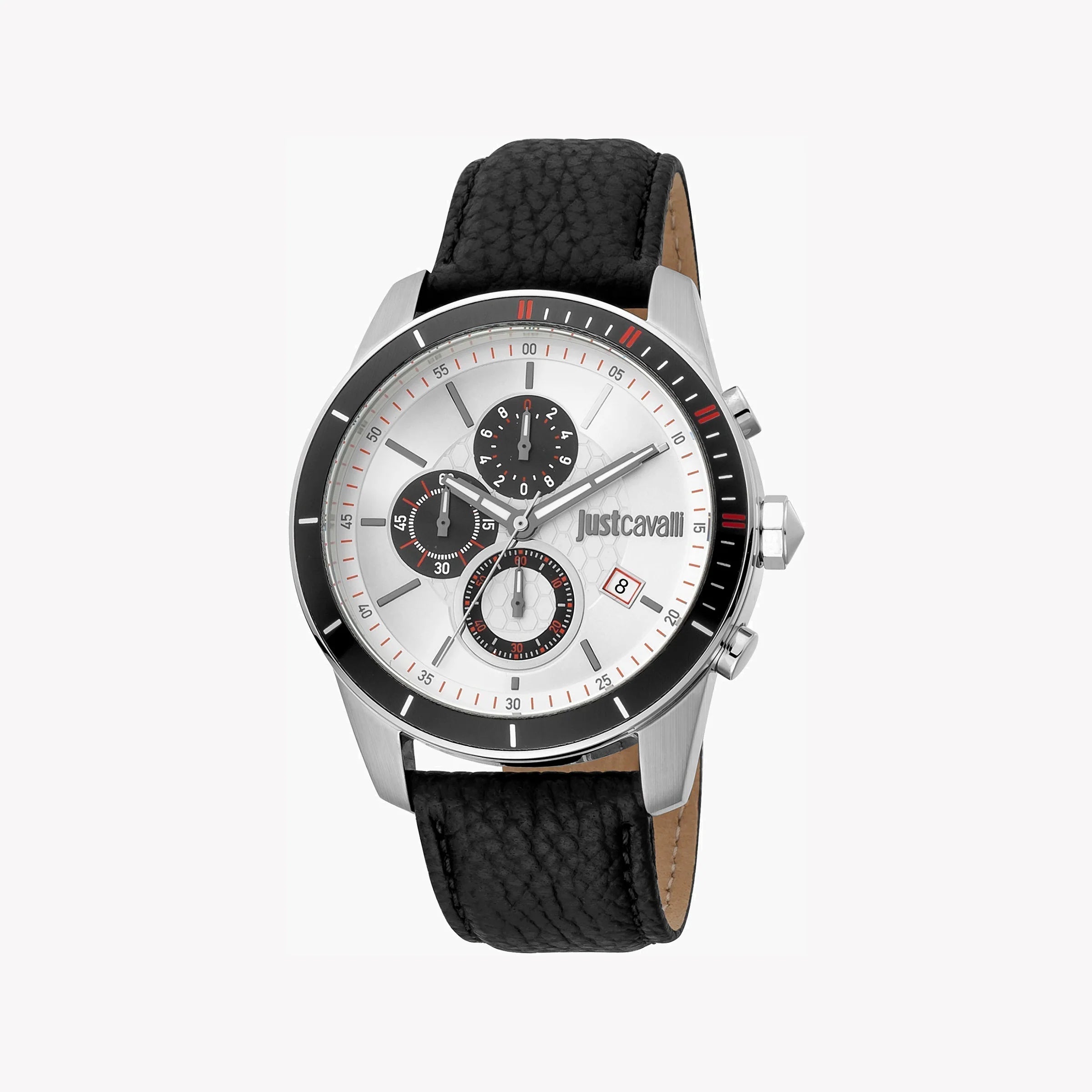 JUST CAVALLI JC1G166L0015 MEN'S ELEGANT LEATHER & STAINLESS STEEL TIMEPIECE