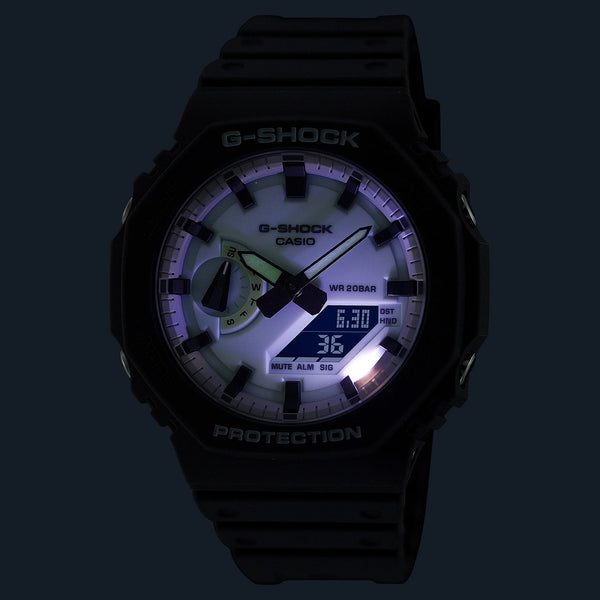 Casio Men's Grey Carbon & Resin Watch, White Dial | Ga-2100hd-8aer by i-watch