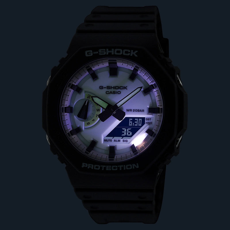 Casio Men's Grey Carbon & Resin Watch, White Dial | Ga-2100hd-8aer by i-watch