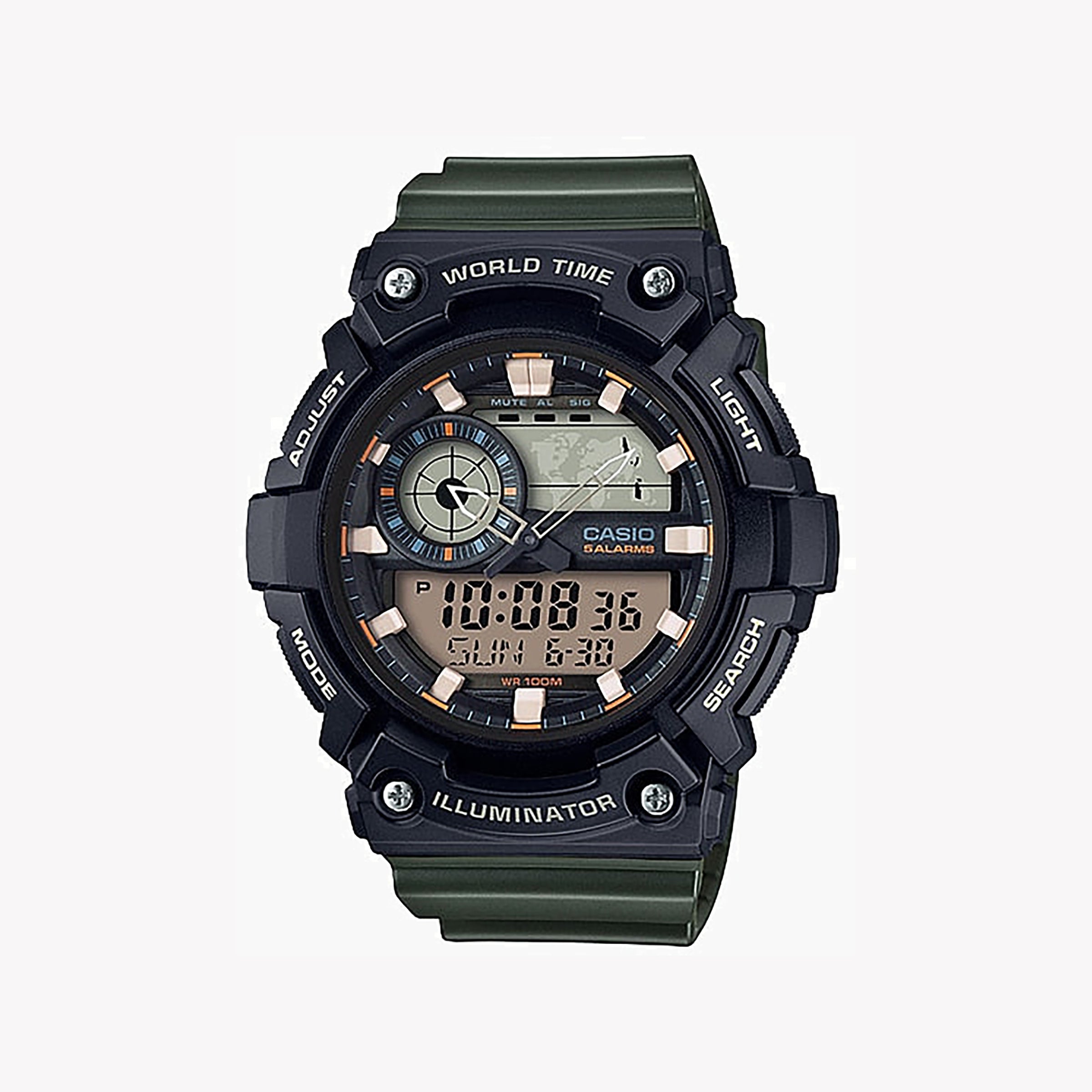 CASIO AEQ-200W-3AVDF ADVENTURE TIME - SPORTY MEN'S WATCH WITH GREEN RESIN BAND & DIGITAL DIAL