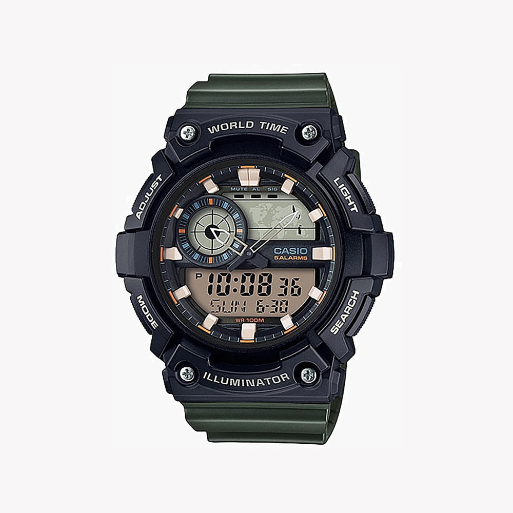 Casio Aeq-200w-3avdf Adventure Time - Sporty Men's Watch With Green Resin Band & Digital Dial by i-watch