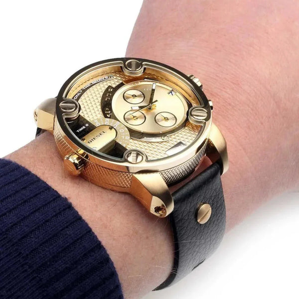 Diesel Men's Gold Watch, Black Leather Band | Dz7363 by i-watch
