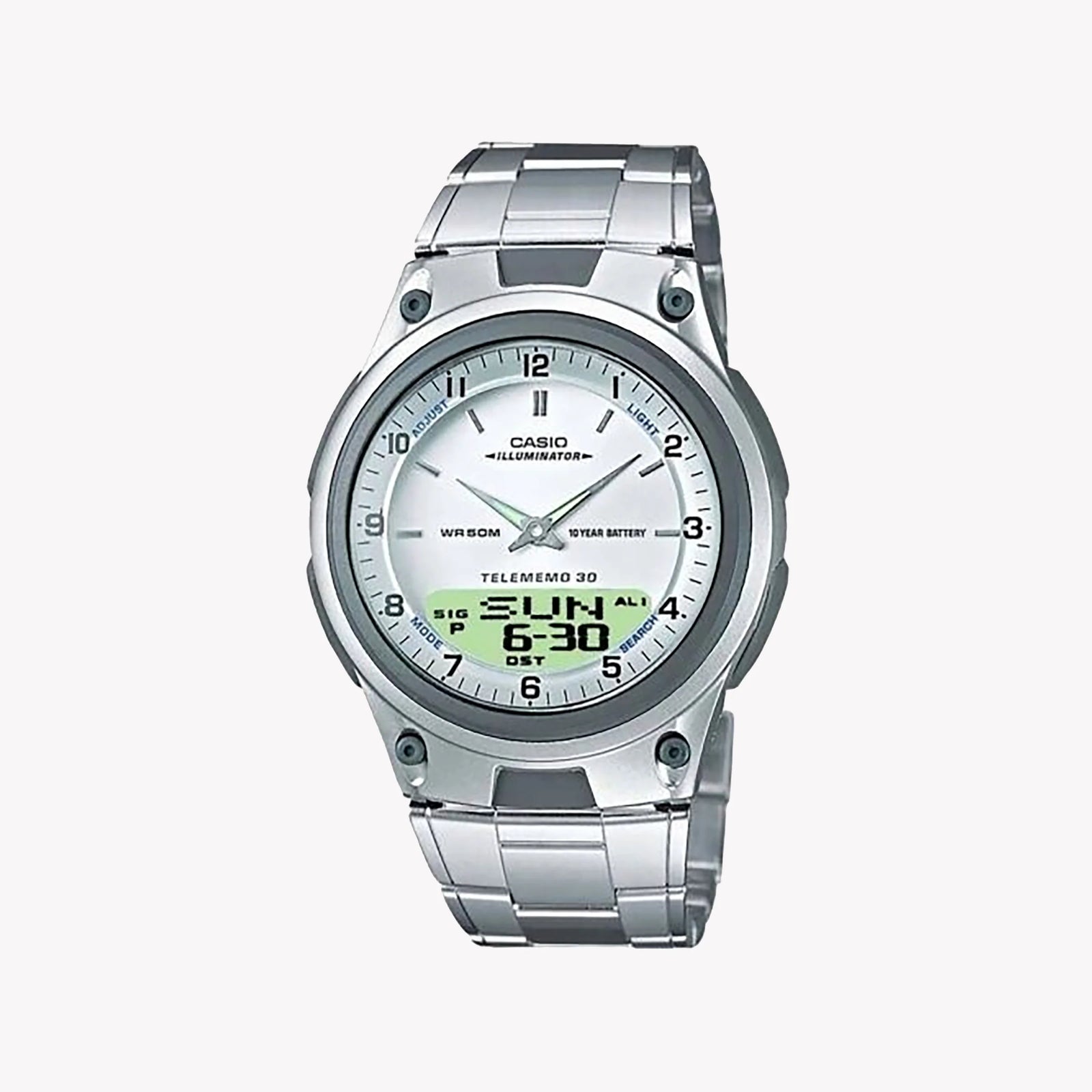Casio Men's Silver Watch, Stainless Steel Bracelet | Aw-80d-7avcb by i-watch