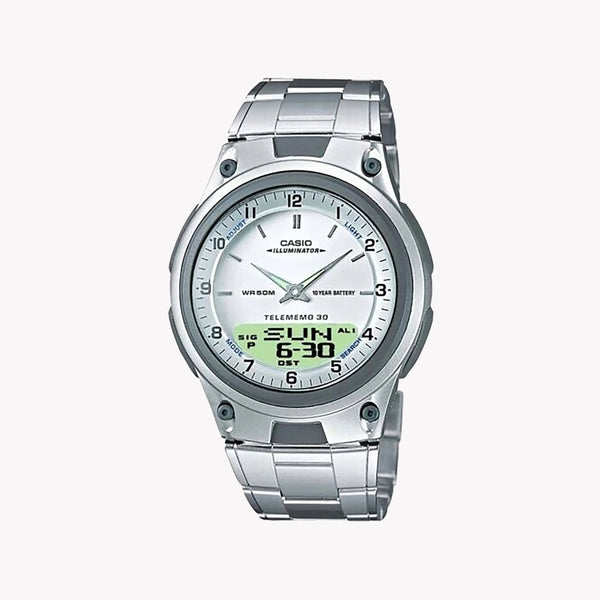 Casio Men's Silver Watch, Stainless Steel Bracelet | Aw-80d-7avcb by i-watch